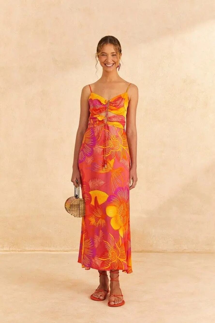 Farm Rio NWT Summer Garden Ombre Midi Dress size large $255